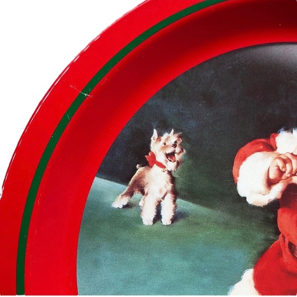 1988 Coca Cola Christmas Tray Santa and Dog - Picture 2 of 4